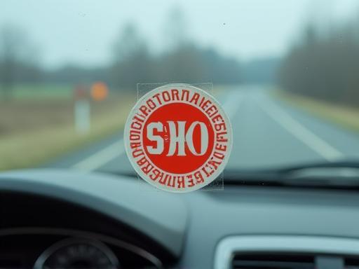 Traditional Swiss vignette sticker affixed to a car windshield